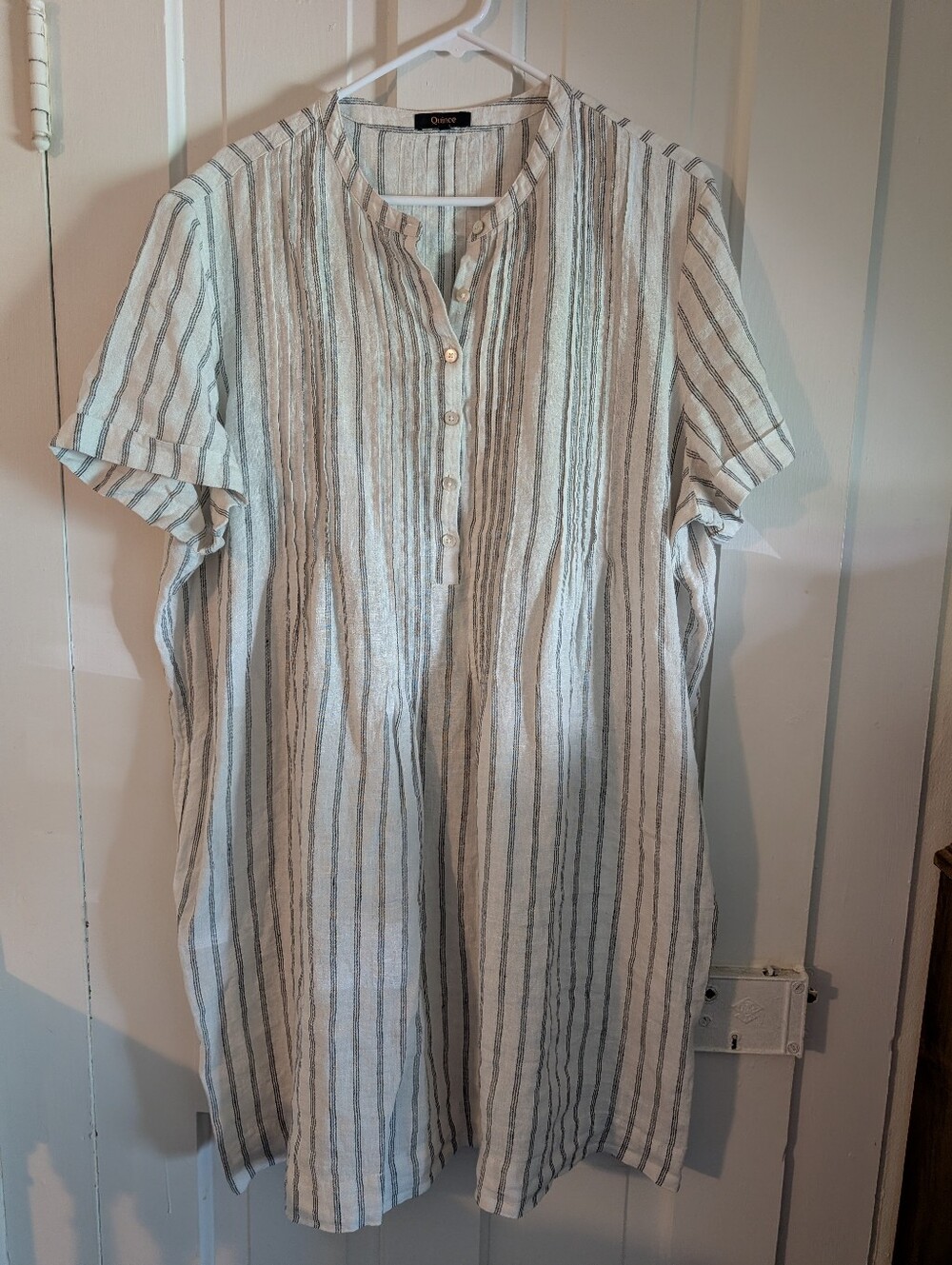 Quince European Linen Short Sleeve Shirt Dress